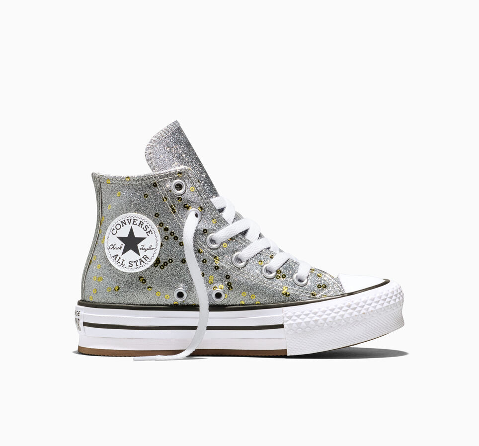 Chuck Taylor All Star EVA Lift Platform Sequins Silver/Gold/White