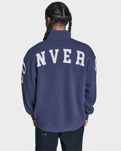 Retro Stripe Relaxed Quarter-Zip Sweatshirt Converse Navy Multi, Detail View