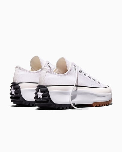 Run Star Hike Platform Canvas White/Black/Gum, Heel View