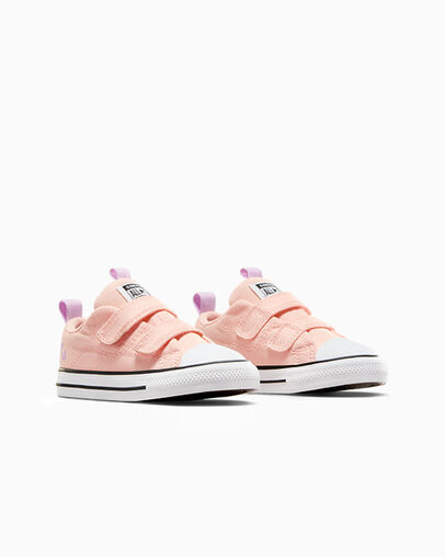 Chuck Taylor All Star Easy-On Butterflies Soft Peach/Grape Fizz/White, Top and Side View