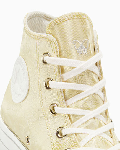 Chuck Taylor All Star Lift Platform Golden Butterfly Lemon Drop/Vintage White/Egret, Detail Angle View