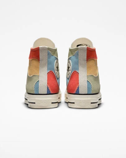 Chuck 70 Crafted Patchwork Olive Aura/Worn Blue, Heel View