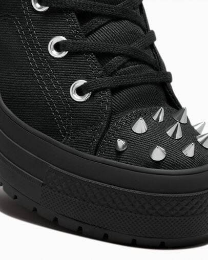 Chuck 70 De Luxe Heel Platform Studded Black/Black/Black, Detail Angle View