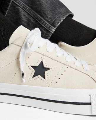 CONS One Star Pro Suede Egret/White/Black, Detail Angle View