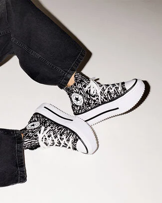 Chuck Taylor All Star Lift Double Stack Platform Leopard Black/Frozen Thistle/White, Outer Side View