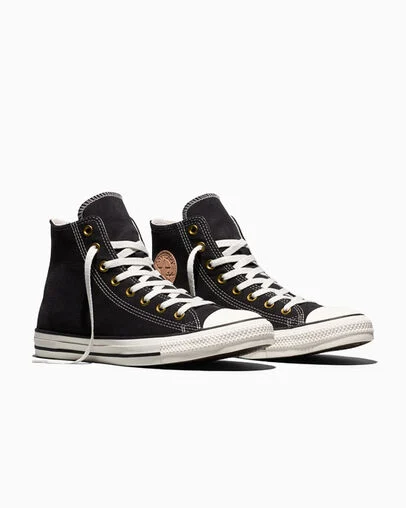 Chuck Taylor All Star Workwear-Inspired Twill Black/Vachetta Beige, Top and Side View