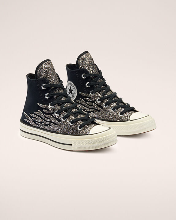 black sparkly converse