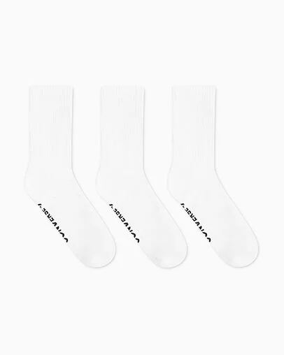 3-Pack Wordmark Half-Crew Socks White, 3/4 View