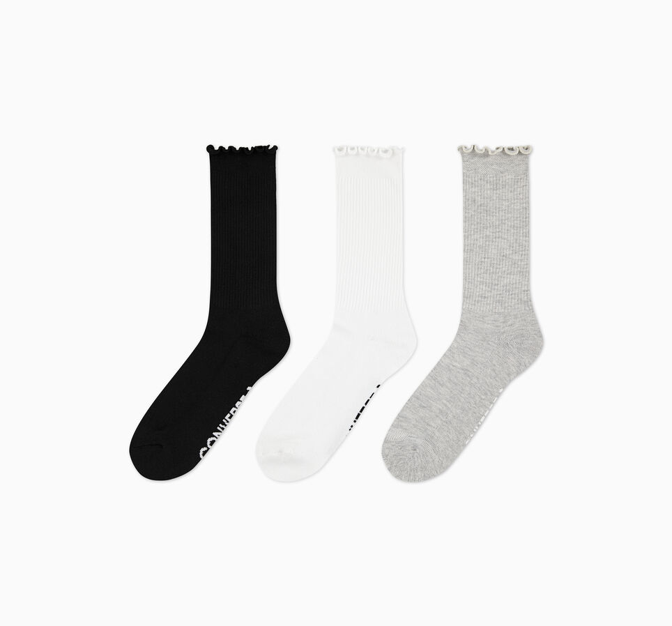 3-Pack Lettuce Cuff Crew Socks Black/White