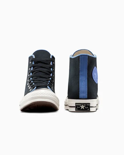 Chuck 70 Canvas & Cotton Black/Black/Open Sky, Heel View