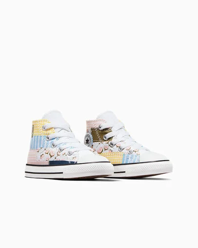 Chuck Taylor All Star Patchwork White/Donut Glaze/True Sky, Top and Side View