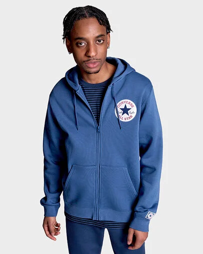 Chuck Taylor All Star Patch Full-Zip Hoodie Slacker Blue, Back View