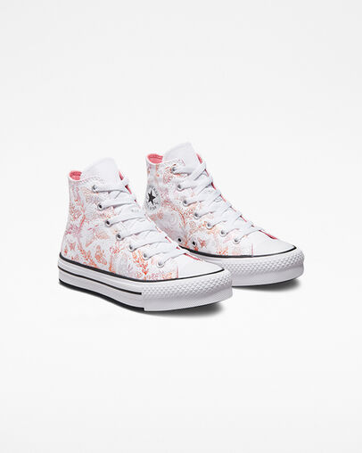 Chuck Taylor All Star EVA Lift Platform Butterfly Shine White/Madder Pink/Black, Angled View
