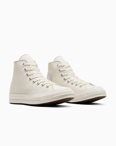 Chuck 70 Canvas & Cotton Egret/Egret/Barely Grey, Top and Side View