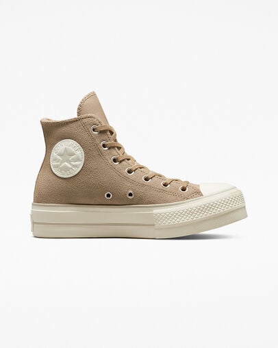 Chuck Taylor All Star Lift Platform Suede Nomad Khaki/Desert Sand/Egret, Outer Side View