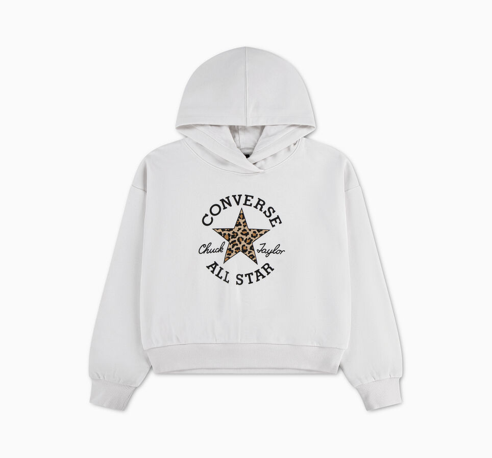 Leopard Chuck Taylor Patch Relaxed Hoodie Vintage White