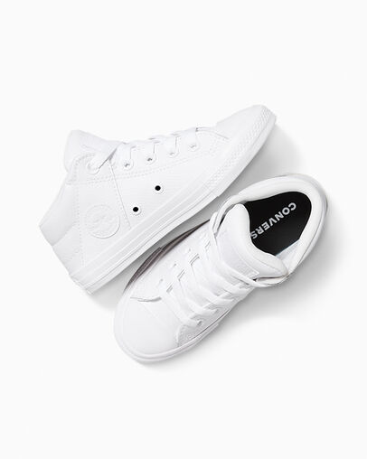 Chuck Taylor All Star Axel Leather White/White/White, Angled View