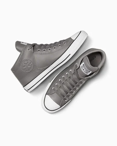 Chuck Taylor All Star High Street Faux-Leather Sharkskin/Sharkskin/White, Angled View
