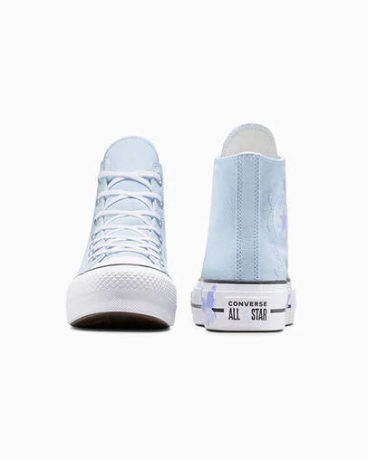 Chuck Taylor All Star Lift Platform Butterflies Blue Supermoon/White/Black, Heel View