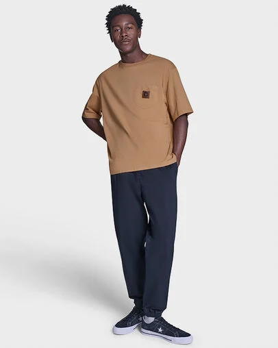 Brushed Cotton Box Patch T-Shirt Honey Stick Brown, Full Body View