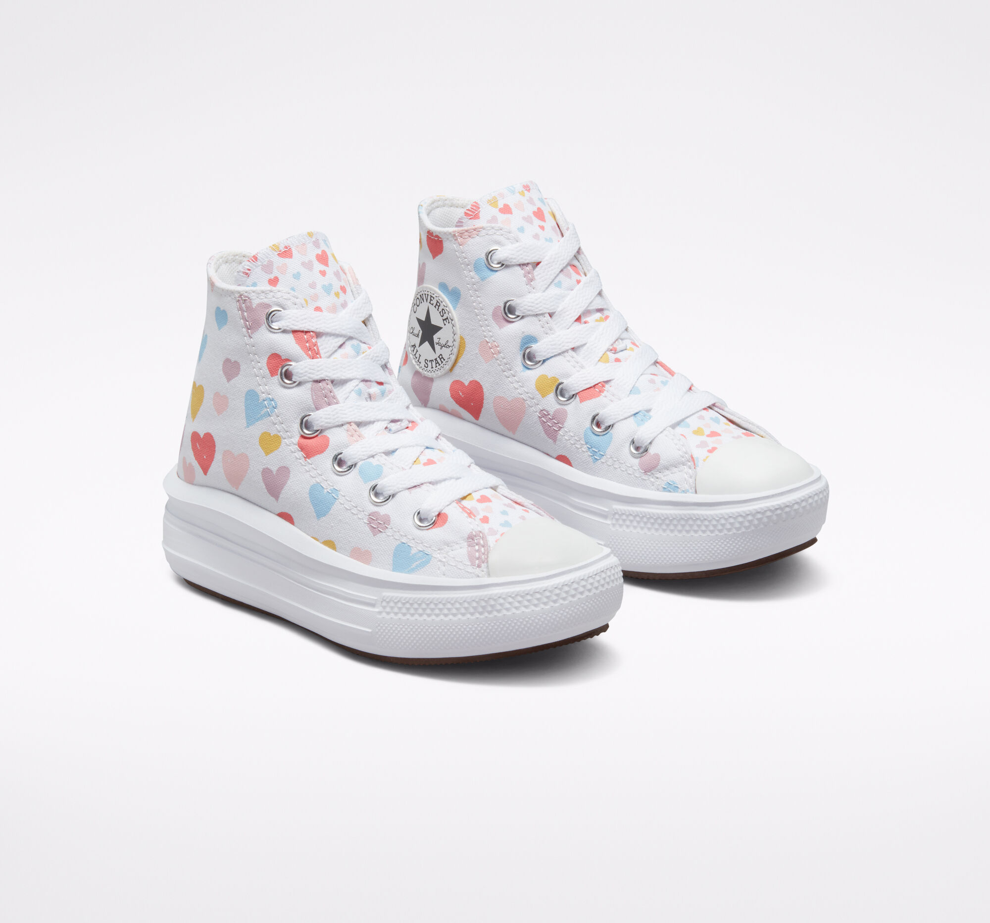 women converse with hearts