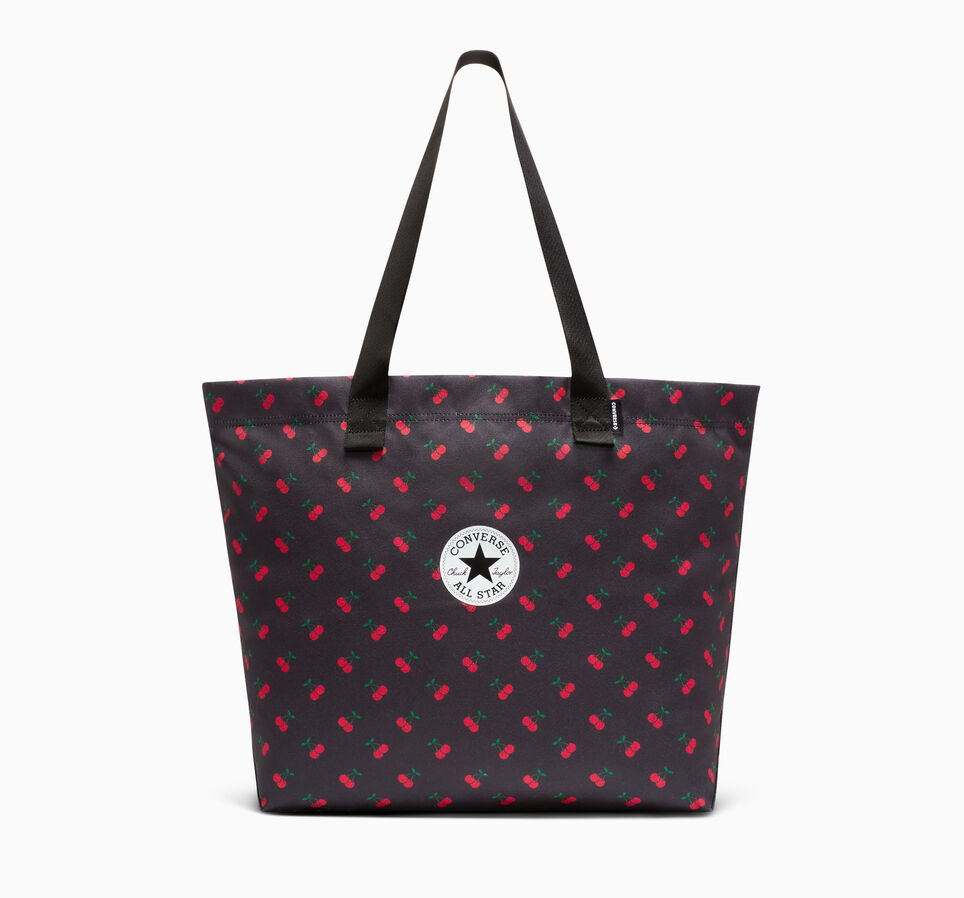 Cherry Tote Bag for Women Canvas Patched Purse Cute Shoulder Bag, Cherry White