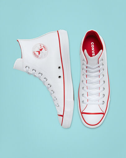 Seasonal Color Leather Chuck Taylor All Star White/Mouse/University Red