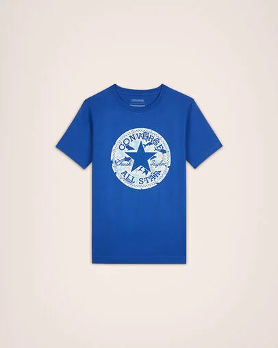 Shark Chuck Taylor Patch Crew Neck Short Sleeve T-Shirt Converse Blue, Front View