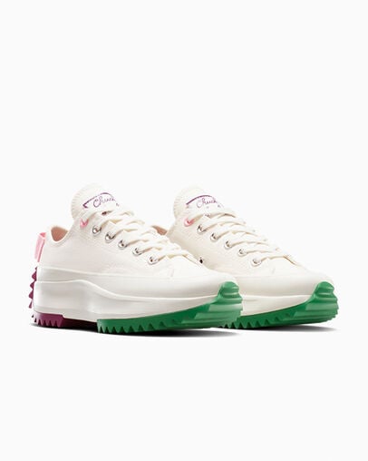 Run Star Hike Platform Color Pop Egret/Lt Jellyfish Jitter Pink/Green, Top and Side View