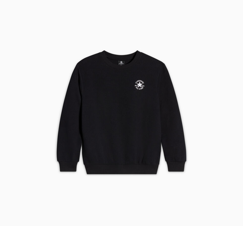 Textured Logo Crew Neck Black