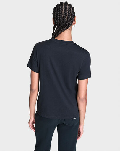 Trio Embroidered T-Shirt Converse Black, Full Body View