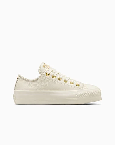 Chuck Taylor All Star Lift Platform Golden Hits Egret/Egret/Gold, Outer Side View