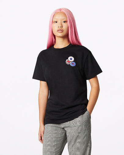 Logo Distort Tee Converse Black, Front View