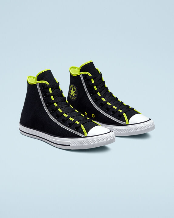 black converse with yellow laces