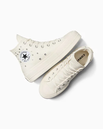 Chuck Taylor All Star Lift Y2K Gems Egret/Black/Egret, Angled View