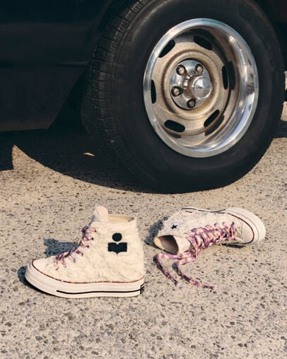 Converse x Isabel Marant Chuck 70 Wedge Vanilla White/Black/Red, On Foot Shot 2