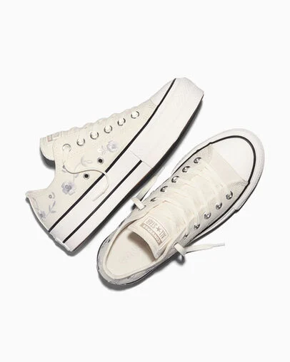 Chuck Taylor All Star Lift Platform Sequin Flowers Vintage White/Barely Grey