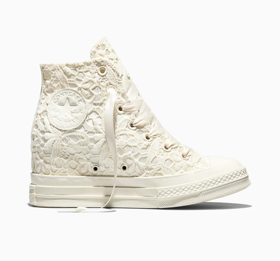 Chuck 70 Wedge Platform Crocheted Satin Egret/Egret/Black