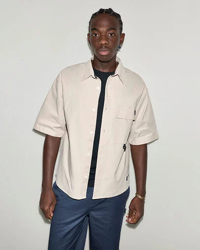 Ripstop Short-Sleeve Shirt Classic Ecru, Front View