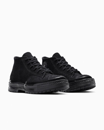Chuck 70 National Suede Black/Black/Black, Top and Side View