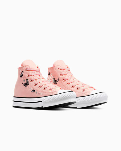 Chuck Taylor All Star EVA Lift Butterflies Soft Peach/White/Black, Top and Side View
