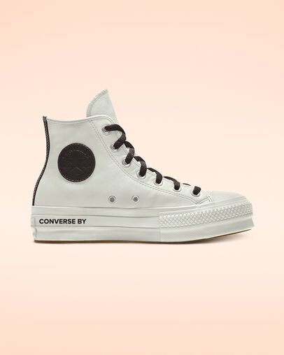 Custom Chuck Taylor All Star Platform Leather High Top white