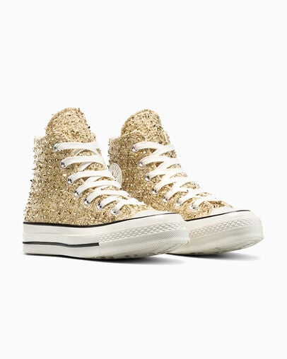 Chuck 70 Metallic Tweed Metallic Light Gold/White, Top and Side View