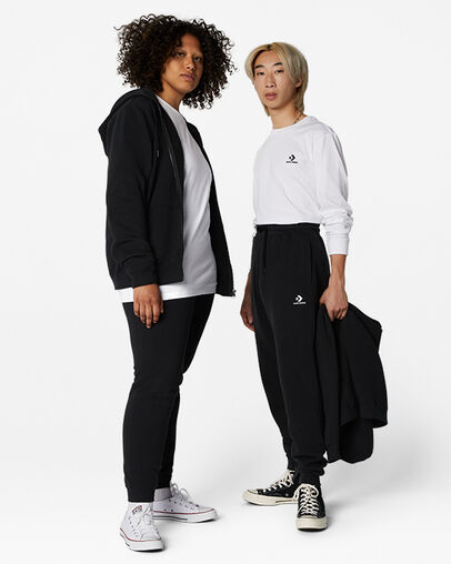 Converse Go-To Embroidered Star Chevron Standard-Fit Fleece Sweatpant Black