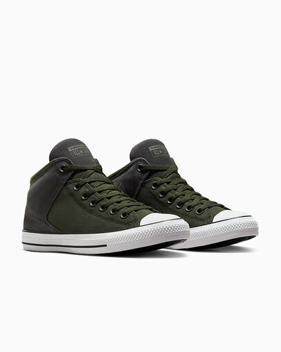 Chuck Taylor All Star High Street Suede & Canvas Cave Green/Dark Matter/White, Top and Side View