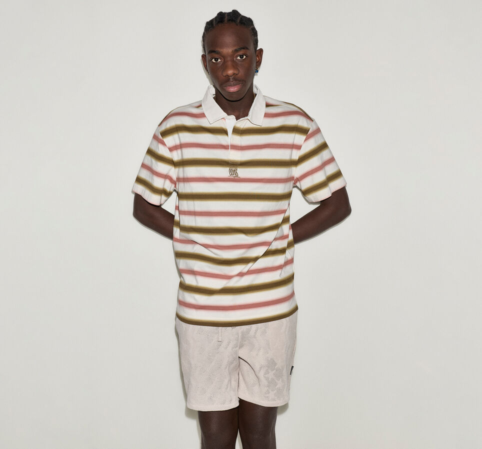 CONS Script Stripe Polo Shirt Burn Out Multi