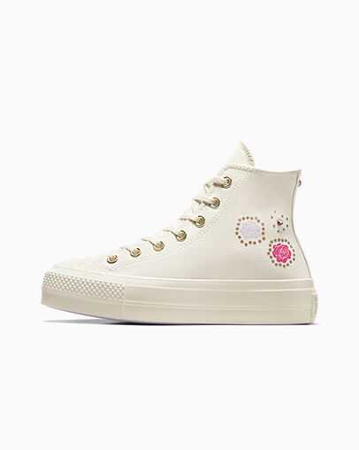 Chuck Taylor All Star Lift Platform Shine Pop Egret/Light Gold/Vapor Violet, Inner Side View