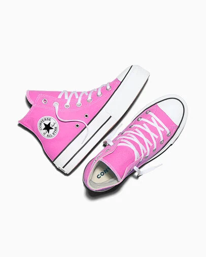 Chuck Taylor All Star Lift Platform Canvas Shocking Orchid Pink/White/Black, Angled View