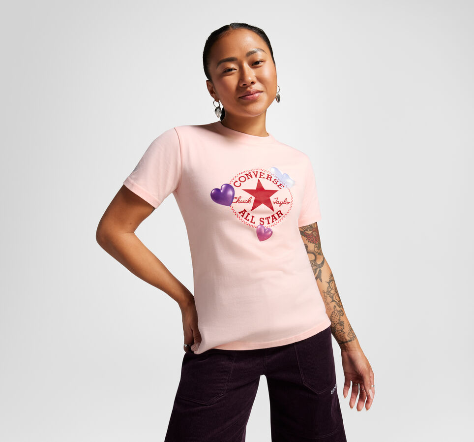 Y2K Heart Slim Fit T-Shirt Donut Glaze