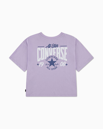 Multi Hit Graphic Boxy T-Shirt Lavender Latte Purple, Back View